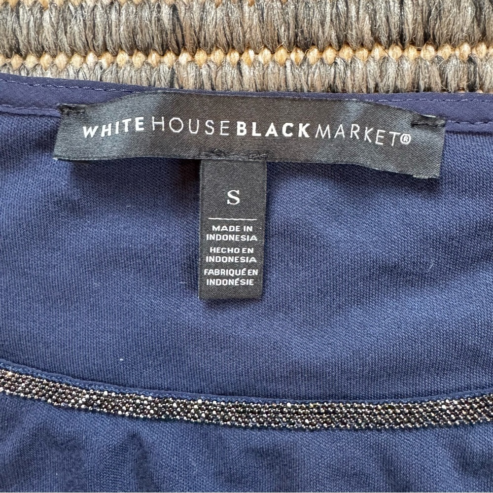 White House Black Market Blue Ruffled Bell Sleeve Blouse - Picture 3 of 3